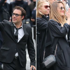 Nicolas et Victoria Bedos - Hommage à Guy Bedos en l'église de Saint-Germain-des-Prés à Paris le 4 juin 2020.