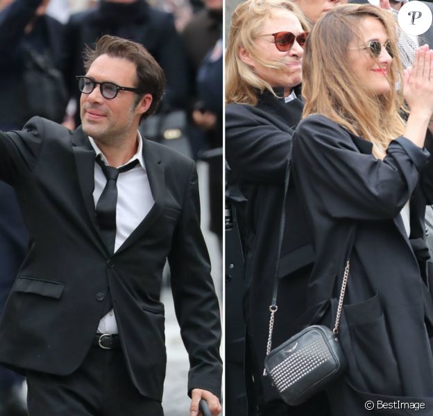 Nicolas et Victoria Bedos - Hommage à Guy Bedos en l'église de Saint-Germain-des-Prés à Paris le 4 juin 2020.