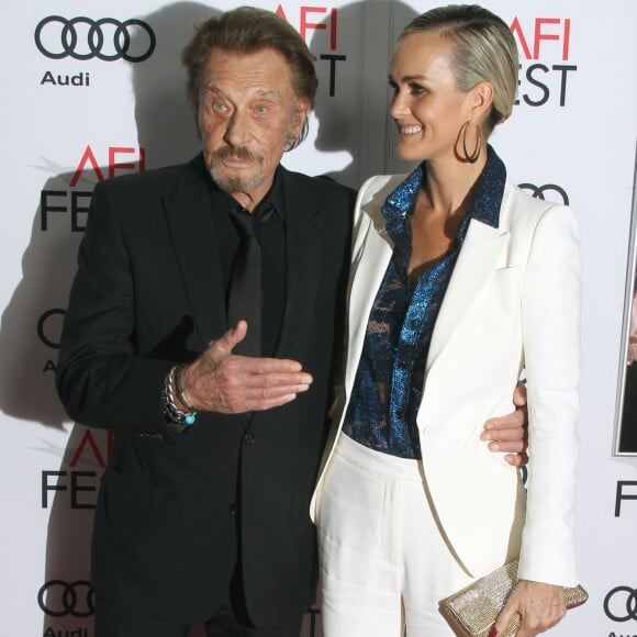 Johnny Hallyday et sa femme Laeticia Hallyday à la première de "Rules Don't Apply" à Los Angeles, le 10 novembre 2016.