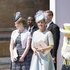 La reine Elisabeth II d'Angleterre, Sophie Rhys-Jones, comtesse de Wessex et Lady Louise - Les invités à la sortie de la chapelle St. George au château de Windsor, Royaume Uni, le 19 mai 2018.