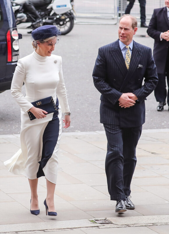 Le prince Edward, comte de Wessex, et Sophie Rhys-Jones, comtesse de Wessex - La famille royale d'Angleterre à la sortie de la cérémonie du Commonwealth en l'abbaye de Westminster à Londres, le 9 mars 2020.