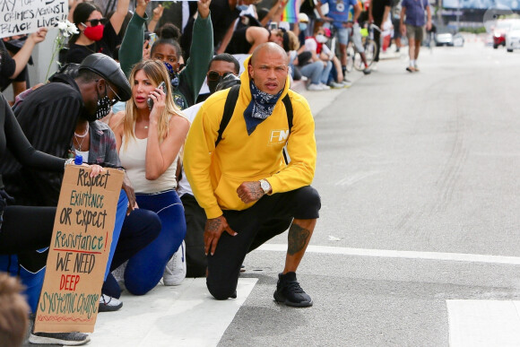 Jeremy Meeks participe à une manifestation contre les violences policières et le racisme, en soutien au mouvement Black Lives Matter. Beverly Hills, le 1er juin 2020.