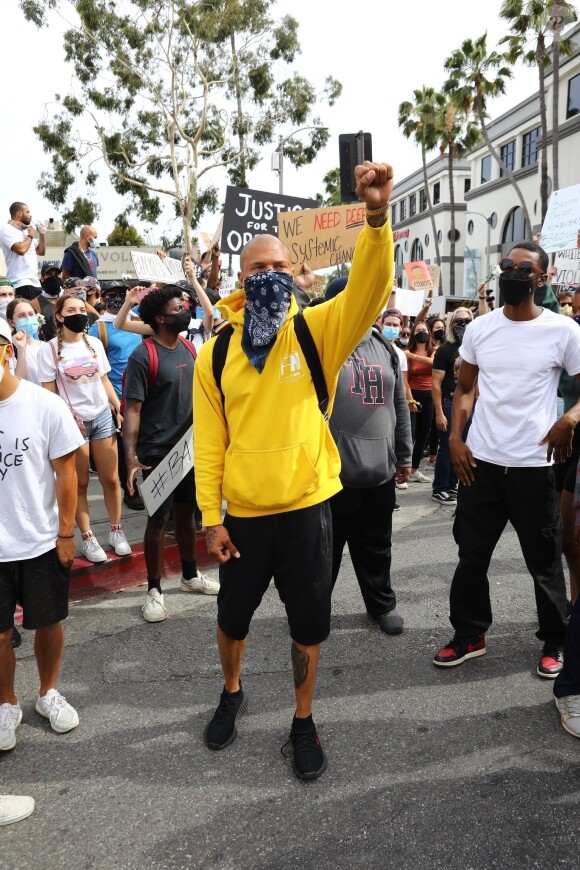 Jeremy Meeks participe à une manifestation contre les violences policières et le racisme, en soutien au mouvement Black Lives Matter. Beverly Hills, le 1er juin 2020.