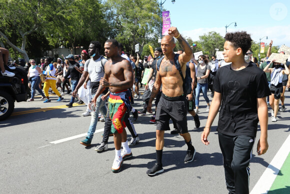 Exclusif - Jeremy Meeks participe à une manifestation contre les violences policières et le racisme, en soutien au mouvement Black Lives Matter. Beverly Hills, le 6 juin 2020.