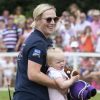 Zara Tindall, son mari Mike et leurs enfants Mia et Lena au "Festival of British Eventing" à Gatcombe Park. Le 3 août 2019