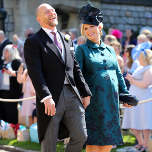 MIke Tindall et sa femme Zara Phillips Tindall (enceinte) - Les invités arrivent à la chapelle St. George pour le mariage du prince Harry et de Meghan Markle au château de Windsor, Royaume Uni, le 19 mai 2018.