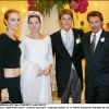 Laeticia et Johnny Hallyday au mariage de Clotilde Courau et le prince Emmanuel Philibert de Savoie, à la basilique Sainte-Marie des Anges à Rome le 25 septembre 2003.