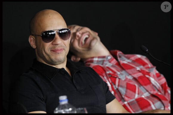 Vin Diesel, Paul Walker - Conférence de presse pour le film "Fast and furious 5" au Sofitel à Marseille. Le 28 avril 2011.