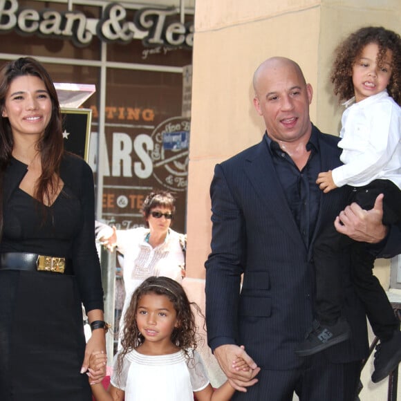 Vin Diesel, sa compagne Paloma Jimenez avec leurs enfants Hania Riley et Vincent - L'acteur Vin Diesel a devoilé son étoile sur le Walk of Fame d'Hollywood. Le 26 août 2013.