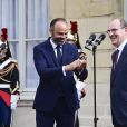 Passation de pouvoir à Matignon entre Edouard Philippe et Jean Castex, nouveau Premier ministre. Paris, le 3 juillet 2020. © JB Autissier / Panoramic / Bestimage