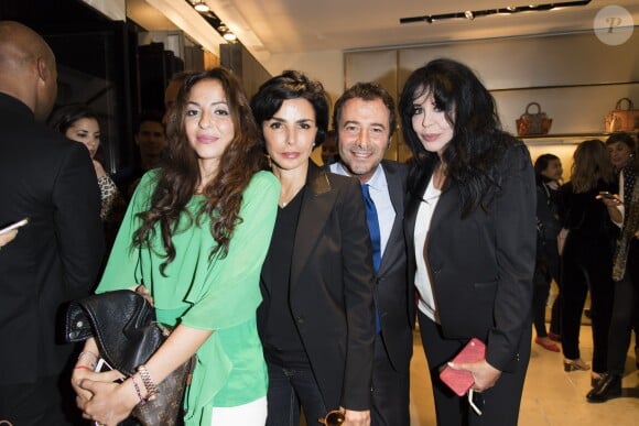 Farah Benguigui, Rachida Dati, Bernard Montiel et Yamina Benguigui - Tod's dévoile sa nouvelle collection de sacs à main Pop Up "Sella" dans sa boutique rue du Faubourg-Saint-Honoré à Paris, France, le 2 octobre 2017. © Pierre Perusseau/Bestimage