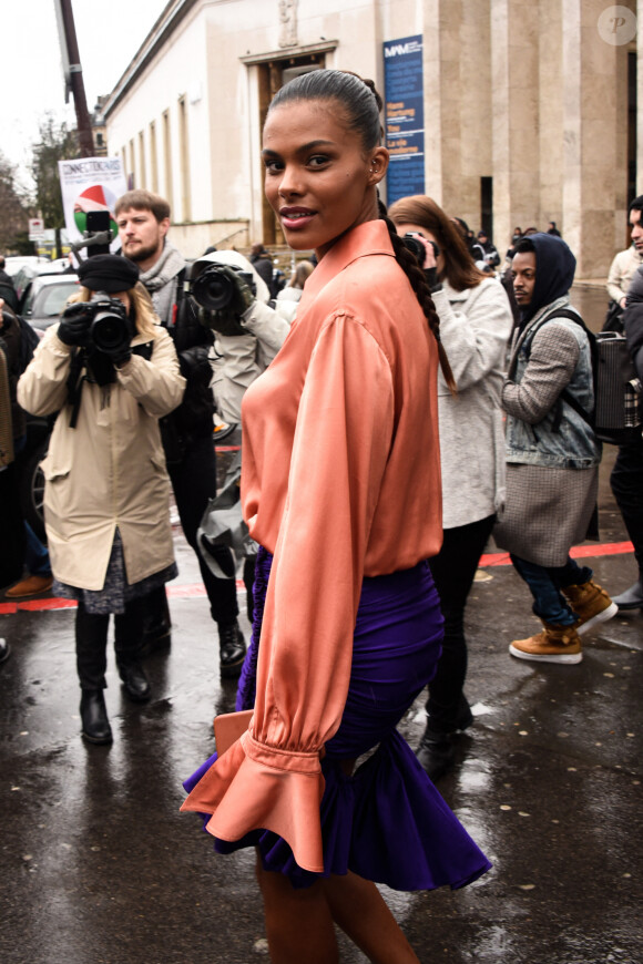 Tina Kunakey - Arrivées au défilé de mode prêt-à-porter automne-hiver 2020/2021 "Mugler" à Paris. Le 26 février 2020 © Federico Pestellini / Panoramic / Bestimage