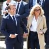 Sortie de la Mairie du Touquet - Le Président de la République Emmanuel Macron et sa femme la Première Dame Brigitte Macron sont allés voter à la Mairie du Touquet-Paris-Plage lors du second tour des élections municipales, le 28 juin 2020.