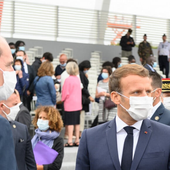 Le président Emmanuel Macron, le premier ministre Jean Castex, François Lecointre, d'État-Major des armées lors de la cérémonie du 14 juillet à Paris le 14 juillet 2020. © Jacques Witt / Pool / Bestimage