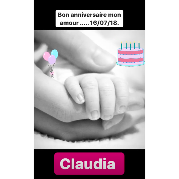 Karine Ferri souhaite un joyeux anniversaire à sa fille Claudia. Elle fête son deuxième anniversaire le 16 juillet 2020.