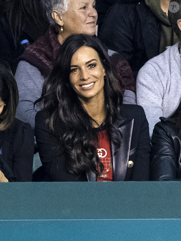 Jade Foret (Lagardère) dans les tribunes du match "Benoît Paire/Fernando Verdasco - Rohan Bopanna/Denis Shapovalov (4/6 - 5/7)" lors du tournoi Rolex Paris Masters 2019, le 30 octobre 2019. © Perusseau-Veeren/Bestimage