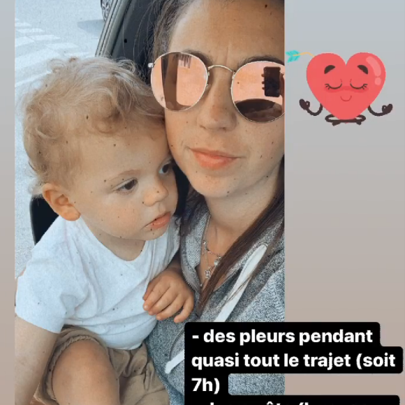 Ludivine Ournac dévoile que leur trajet en voiture pour aller à Lyon a été difficile, story Instagram du 23 juillet 2020