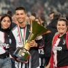 Cristiano Ronaldo, sa compagne Georgina Rodriguez et sa mère Maria Dolores dos Santos Aveiro - Cristiano Ronaldo fête en famille le titre de champion d'Italie avec son équipe la Juventus de Turin à Turin le 19 Mai 2019.