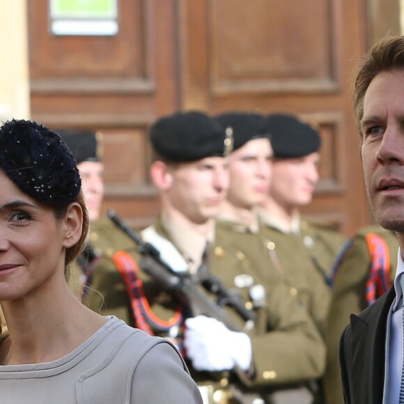 Le prince Emmanuel Philibert de Savoie et la princesse Clotilde de Savoie (Clotilde Courau) - Sorties de la cathedrale Notre-Dame de Luxembourg apres le mariage religieux du prince Guillaume de Luxembourg et de la comtesse Stephanie de Lannoy a Luxembourg, le 20 octobre 2012.