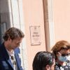 Bernard Tapie et sa femme Dominique - Mariage civil de Sophie Tapie et Jean-Mathieu Marinetti à la mairie de Saint-Tropez en présence de leurs parents et de la famille le 20 août 2020.