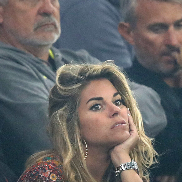 Sophie Tapie - Les célébrités dans les tribunes assistent à la finale de la Ligue Europa, l'Olympique de Marseille contre l'Atlético de Madrid au stade Groupama à Decines-Charpieu banlieue de Lyon, France, le 16 mai 2018. © Cyril Moreau/Bestimage