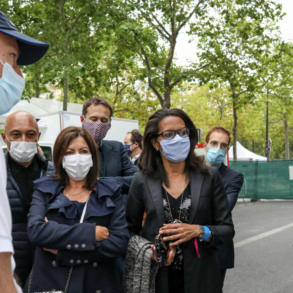 Exclusif - Anne Hidalgo, maire de Paris et Audrey Pulvar - Le concert de Paris 2020 pour la Fête Nationale à Paris, le 14 juillet 2020. Dans le cadre du contexte sanitaire actuel, ce concert a été donné sans public. © Veeren Ramsamy / Stephane Lemouton / Bestimage