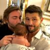 Christophe Beaugrand et Ghislain Gerin avec leur fils Valentin le 1er janvier 2020.