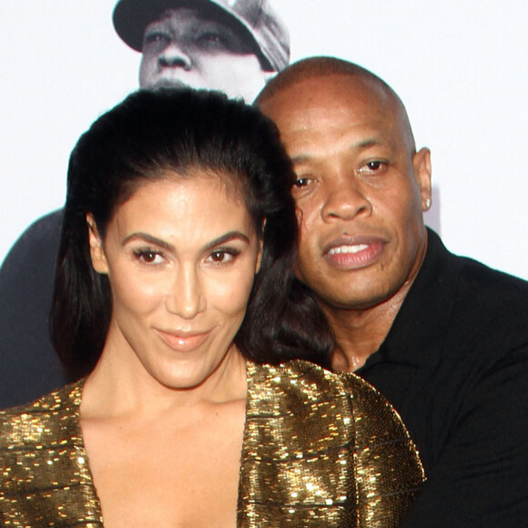 Dr. Dre et sa femme Nicole - Avant-première du film "N.W.A - Straight Outta Compton" à Los Angeles, le 10 août 2015.