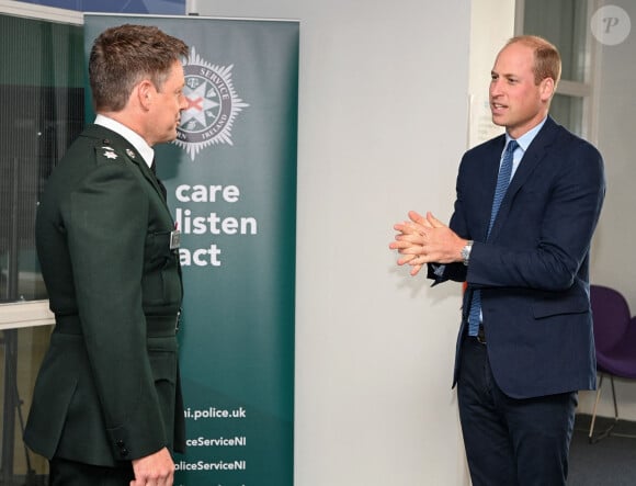 Le prince William, duc de Cambridge, visite l'école de police de Belfast, dans le cadre de son déplacement officiel en Irlande du Nord, le 9 septembre 2020.