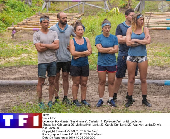 L'équipe du Sud (Mathieu, Sébastien, Aubin, Carole, Ava, Alix) dans "Koh-Lanta, Les 4 Terres" sur TF1 en 2020.