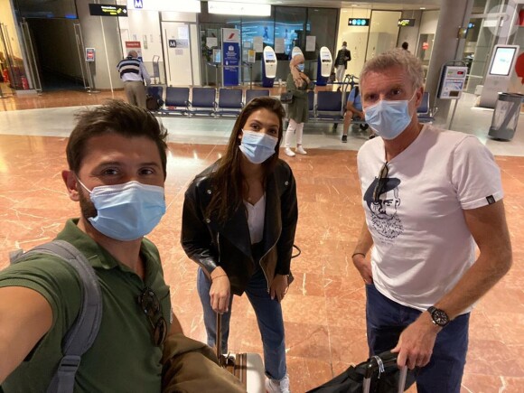 Christophe Beaugrand, Iris Mittenaere et Denis Brogniart à l'aéroport de Nice, le 14 septembre 2020