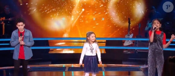 Battle entre Kanesha, Léna et Nathan dans "The Voice Kids 2020", le 19 septembre, sur TF1