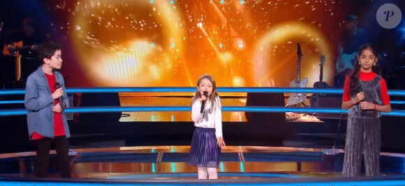Battle entre Kanesha, Léna et Nathan dans "The Voice Kids 2020", le 19 septembre, sur TF1