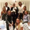 Sébastien Jondeau et sa compagne Lucy, Karl Lagerfeld, sa chatte Choupette, Brad et Nicole Kroenig et leurs deux enfants Hudson et Jameson. Août 2018.