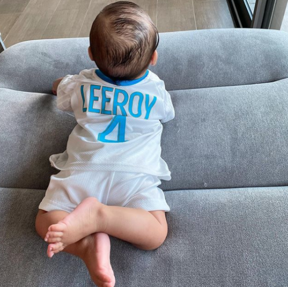 Coralie Porrovecchio dévoile une photo de son fils Leeroy, né le 23 mai 2020. Septembre 2020.