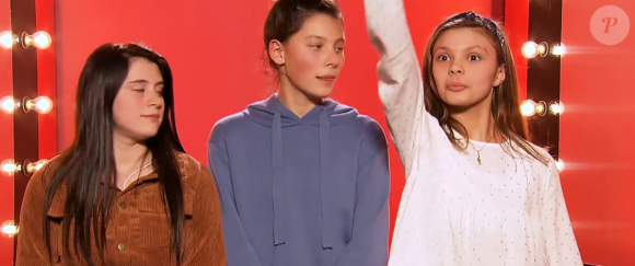 Chiara, Stéfi et Chloé pendant les battles de The Voice Kids saison 7 - samedi 26 septembre 2020, TF1