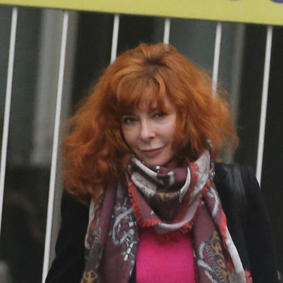 Mylène Farmer à la sortie d'un restaurant dans le 8e à Paris le 7 décembre 2015.