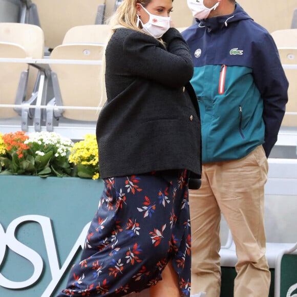 Marion Bartoli, enceinte, lors du premier tour des internationaux de tennis de Roland Garros à Paris le 28 septembre 2020. © Dominique Jacovides / Bestimage