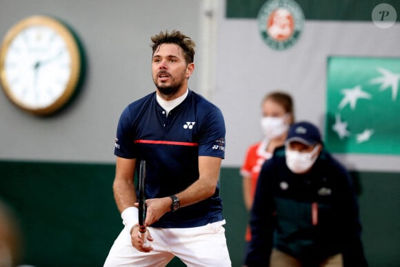 Stanislas Wawrinka lors du premier tour des Internationaux de France de tennis à Roland Garros. Paris, le 27 Septembre 2020 © Dominique Jacovides / Bestimage 