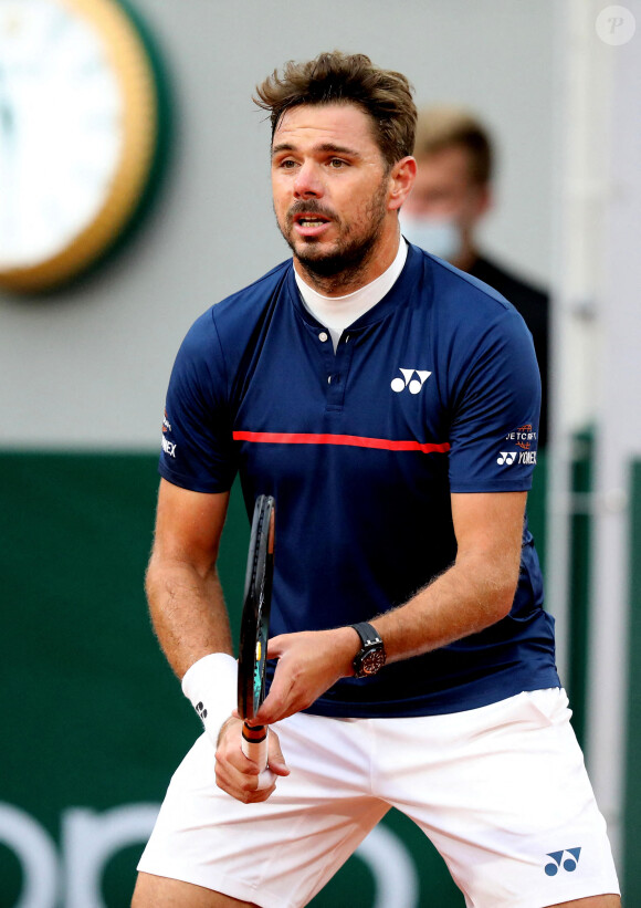 Stanislas Wawrinka lors du premier tour des Internationaux de France de tennis à Roland Garros. Paris, le 27 Septembre 2020 © Dominique Jacovides / Bestimage 