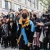Marina Foïs arrive à la Samaritaine pour assister au défilé de mode Louis Vuitton prêt-à-porter printemps-été 2021. Paris, le 6 octobre 2020 © Veeren Ramsamy-Christophe Clovis / Bestimage