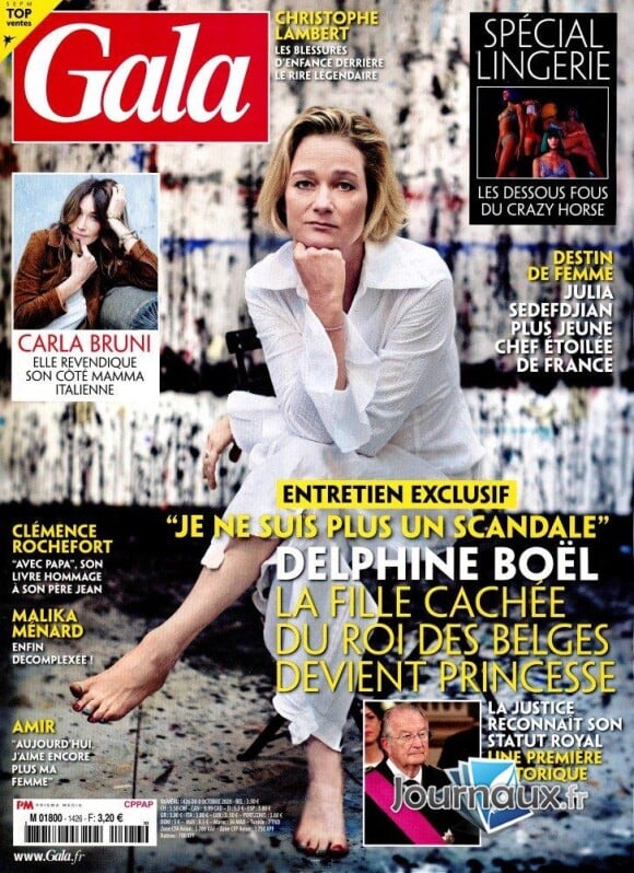 Delphine de Saxe-Cobourg-Gotha, princesse de Belgique et anciennement Delphine Boël, dans le magazine "Gala" du 8 octobre 2020.