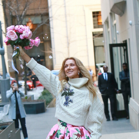 Celine Dion à la sortie de son hôtel à New York, le 8 mars 2020.