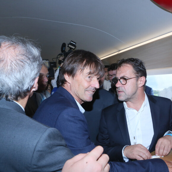 Exclusif - Nicolas Hulot et Michel Sarran - Inauguration de la nouvelle ligne LGV (Ligne Grande Vitesse) Paris-Bordeaux. Le TGV est parti de la gare Montparnasse à 8h41. Le 1er juillet 2017 © CVS / Bestimage
