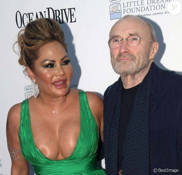 Phil Collins et sa femme Orianne au photocall du 4e gala de la fondation "Little Dreams" à Miami.