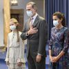 La Princesse Leonor, Le roi Felipe VI et la reine Letizia d'Espagne et l'Infante Sofia d'Espagne - La famille royale d'Espagne rencontre les lauréats lors de la cérémonie "Princess of Asturias Awards" à l'hôtel de La Reconquista à Oviedo, octobre 2020.