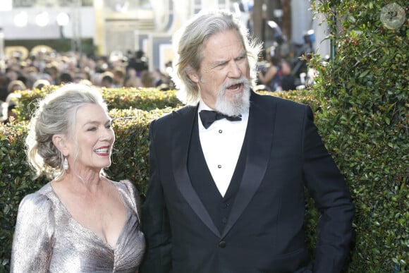 Susan Geston et son mari Jeff Bridges - Photocall de la 76ème cérémonie annuelle des Golden Globe Awards au Beverly Hilton Hotel à Los Angeles, le 6 janvier 2019.