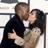 Kim Kardashian et Kanye West le 8 février 2015 aux Grammy Awards, à Los Angeles. 