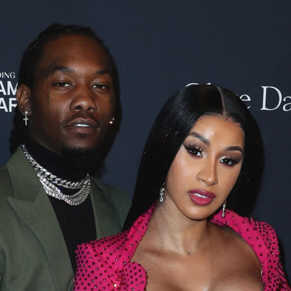 Cardi B et son compagnon Offset à la soirée Recording Academy and Clive Davis 2020 Pre-GRAMMY à l'hôtel The Beverly Hilton dans le quartier de Beverly Hills à Los Angeles, le 25 janvier 2020 