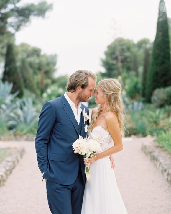 Lucas Pouille et sa femme Clémence le jour de leur mariage, en septembre 2019.